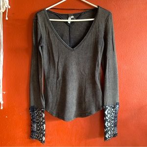 We the Free FREE PEOPLE Art School Cuffed Thermal Top Small